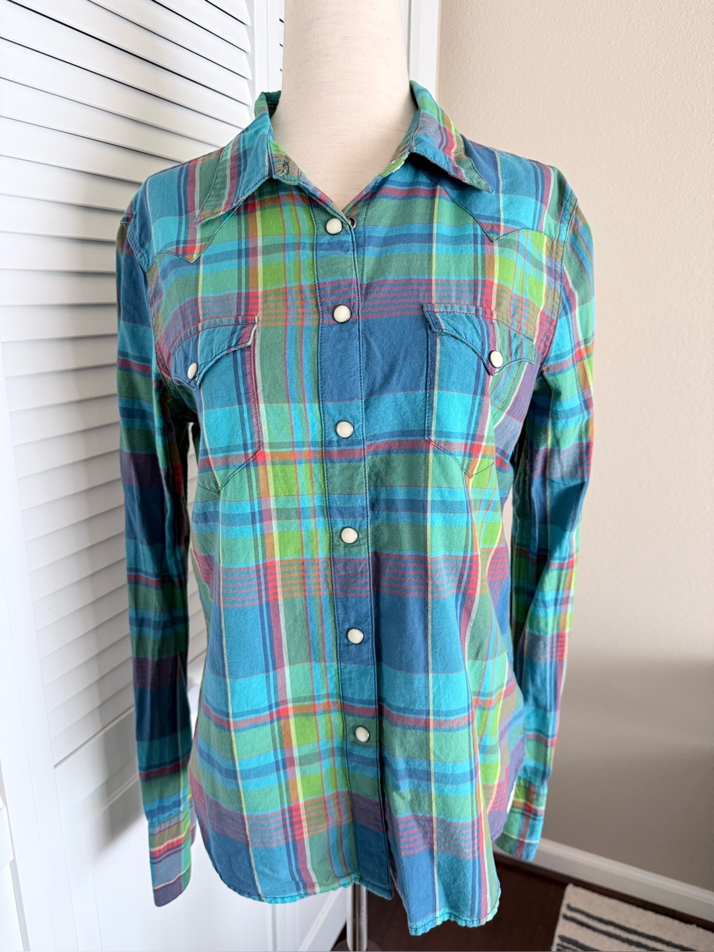 DENIM & Supply by ralph lauren Button-Front Plaid Shirt Women Size Medium EUC